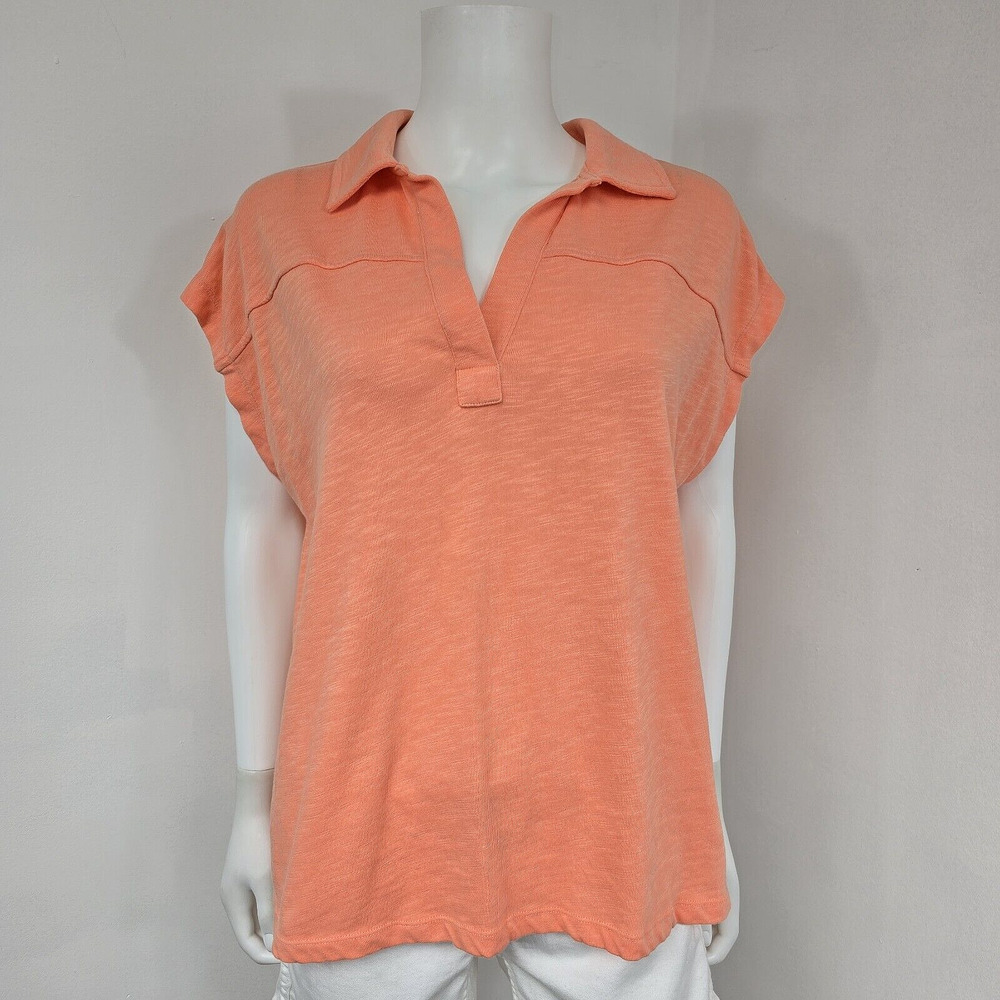 Women's Coral Polo-Style Short Sleeve Top